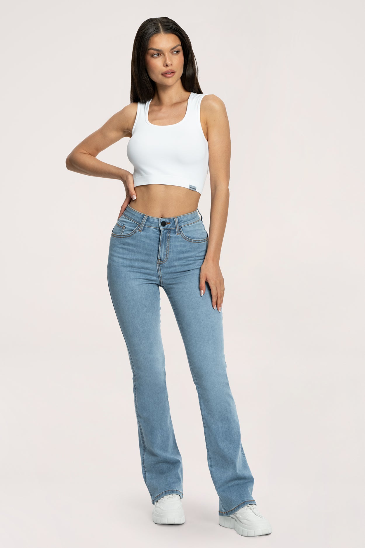 Perfect slim bő szárú long farmer light blue
