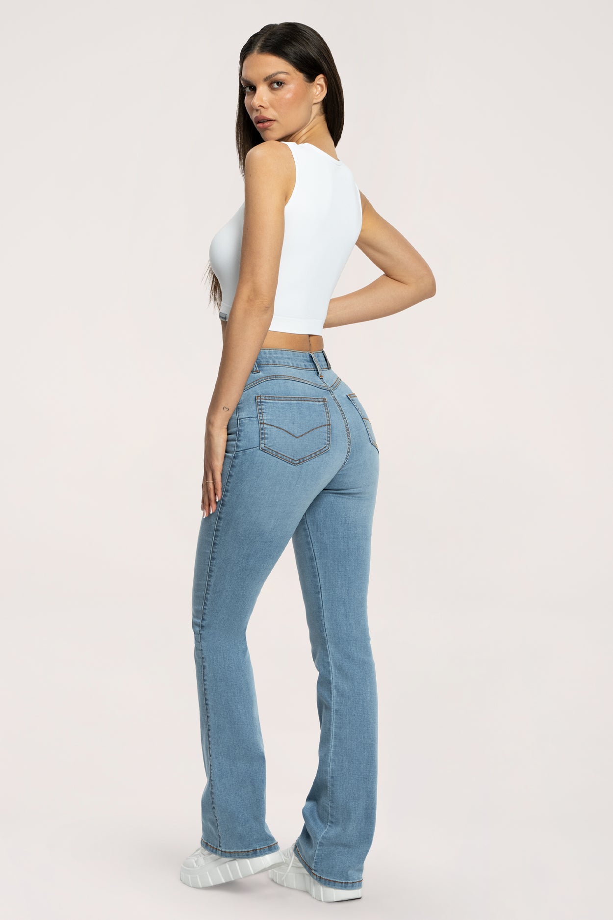 Perfect slim bő szárú long farmer light blue