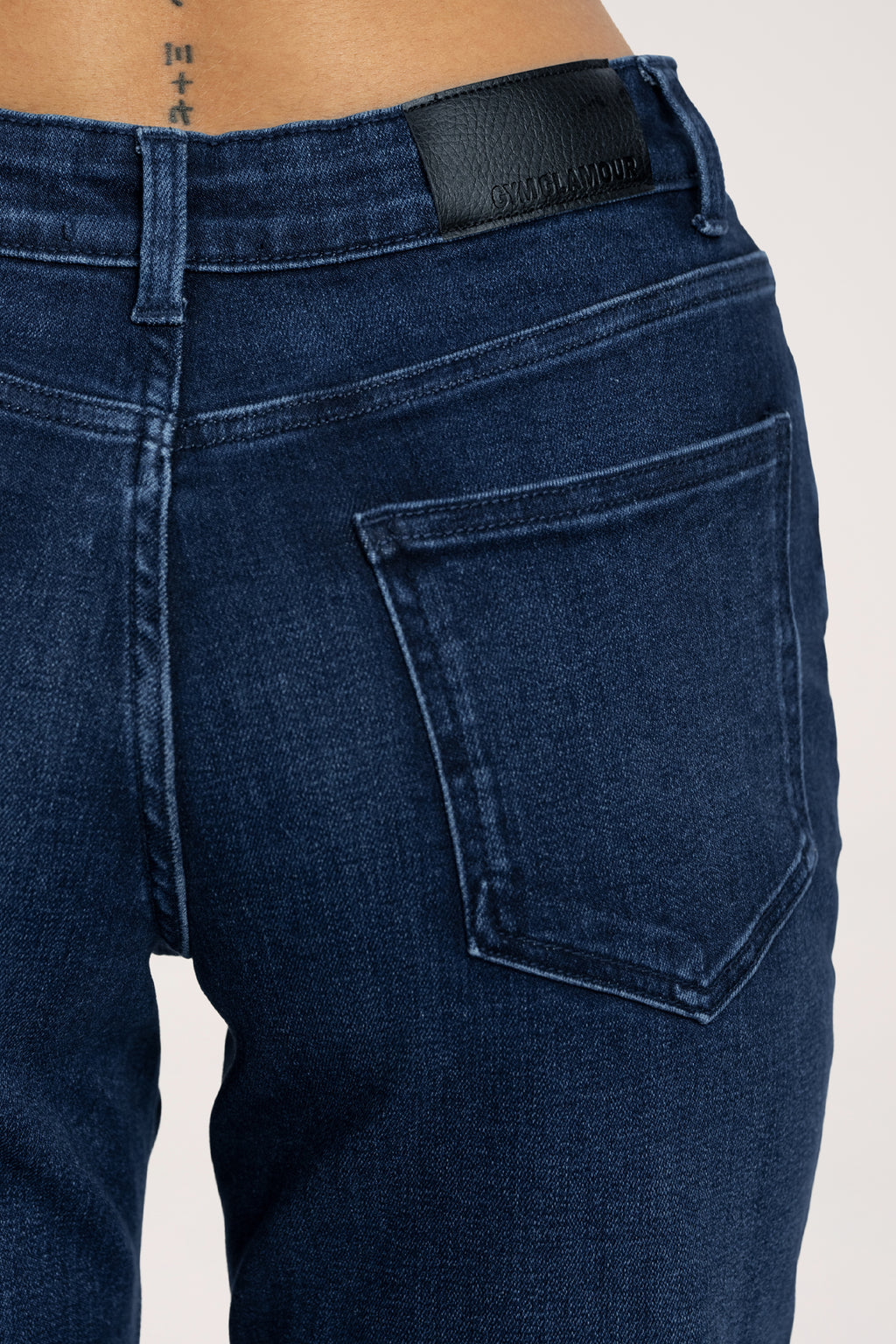Alacsony derekú long, bő szárú farmer navy blue