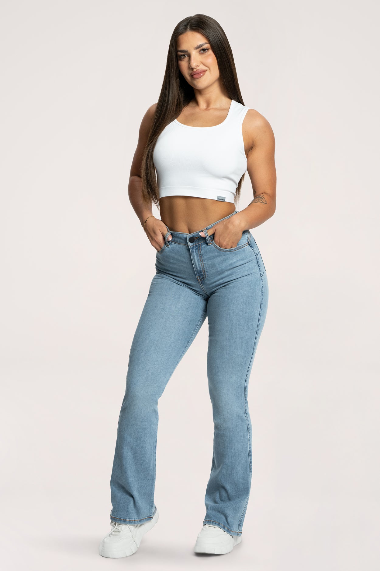 Perfect slim bő szárú farmer light blue