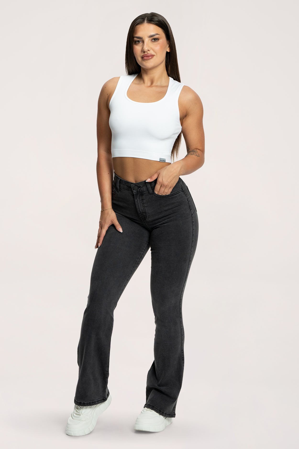 Perfect slim bő szárú farmer black
