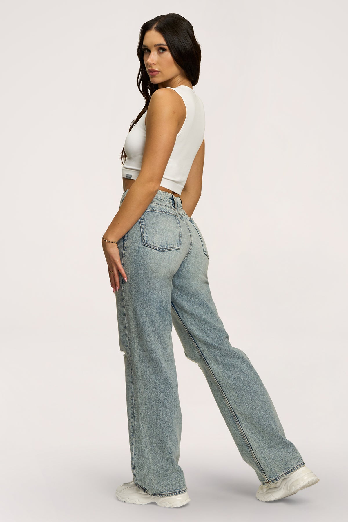 Wide relaxed farmer light blue