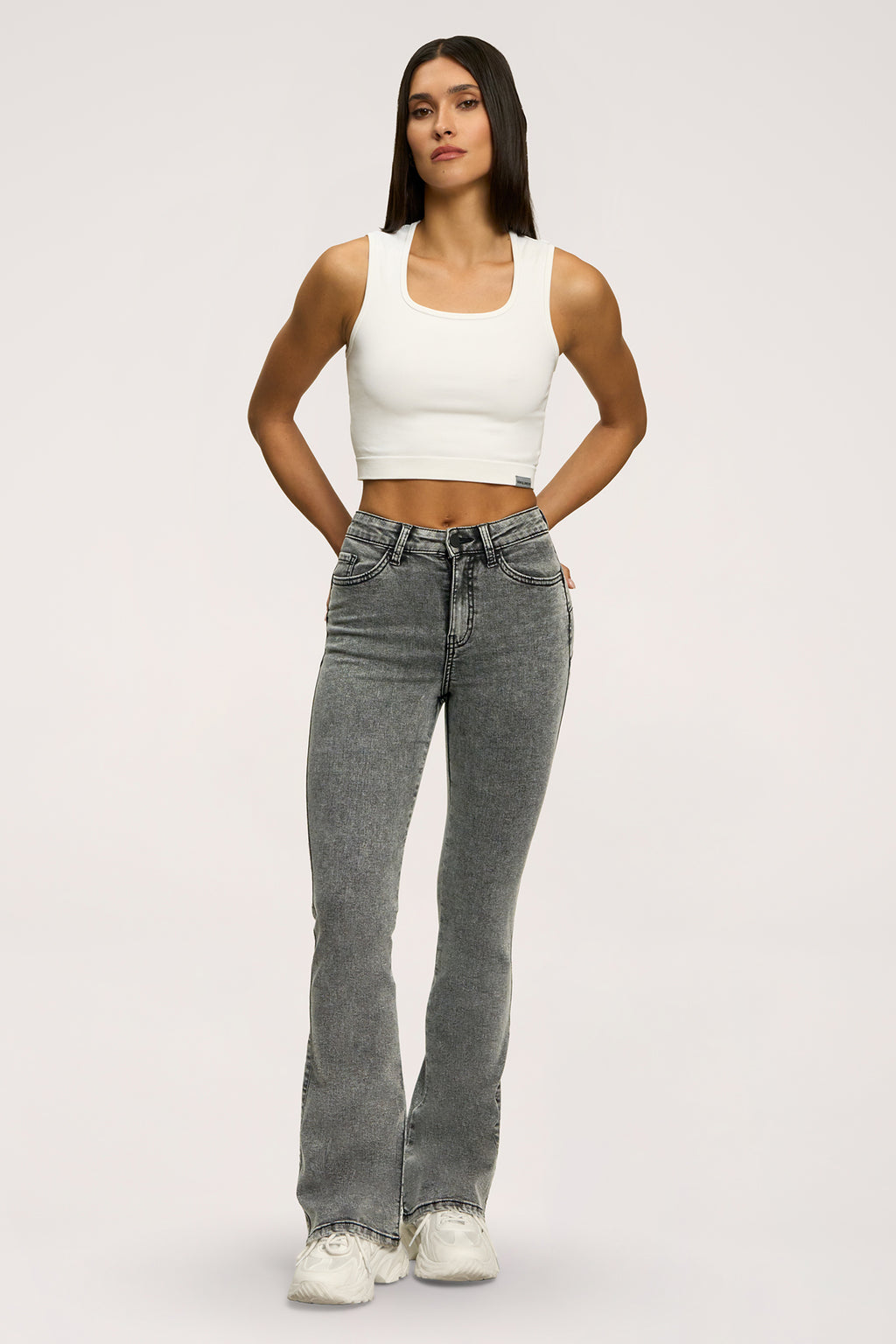 Perfect slim bő szárú farmer light grey