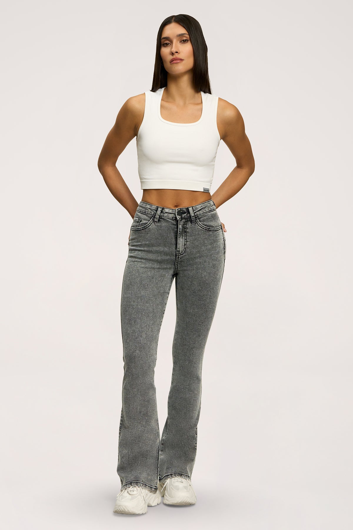 Perfect slim bő szárú farmer light grey