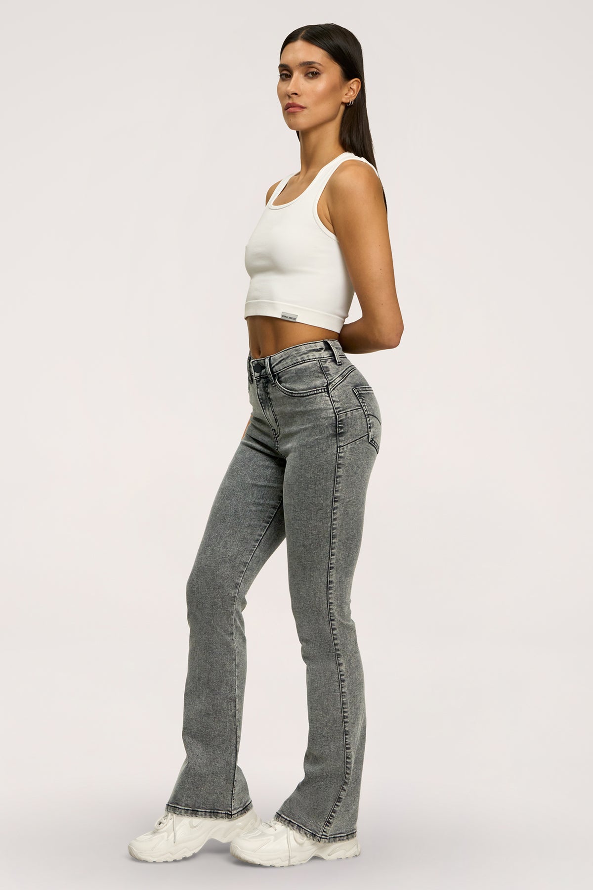 Perfect slim bő szárú farmer light grey