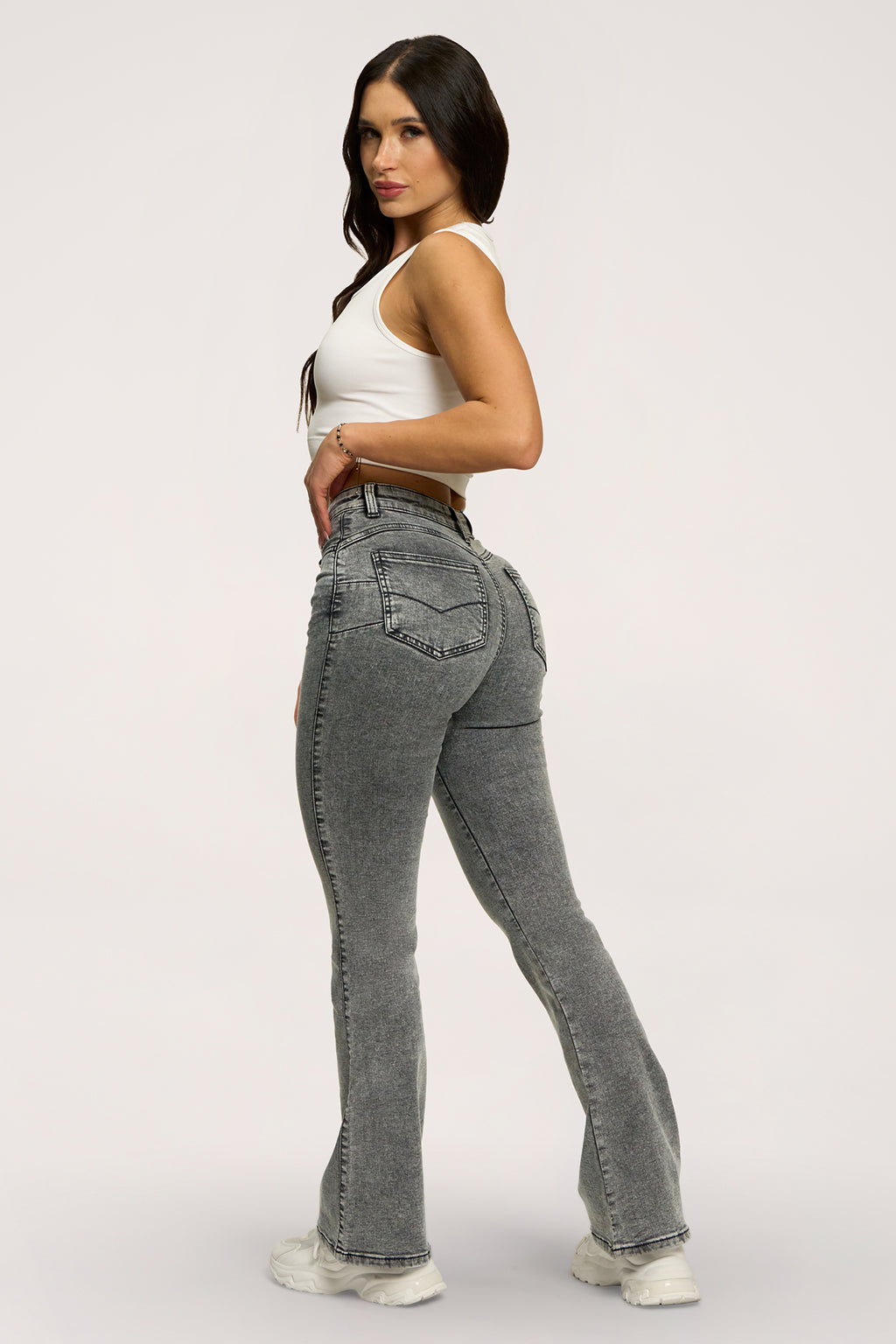 Perfect slim bő szárú farmer light grey