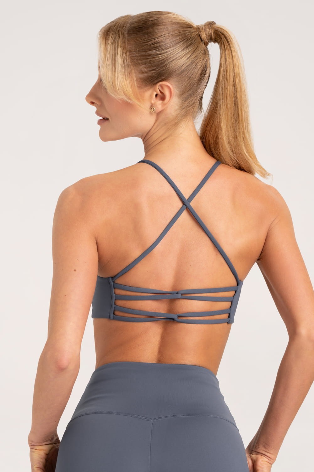 Biustonosz open back twist niebieski