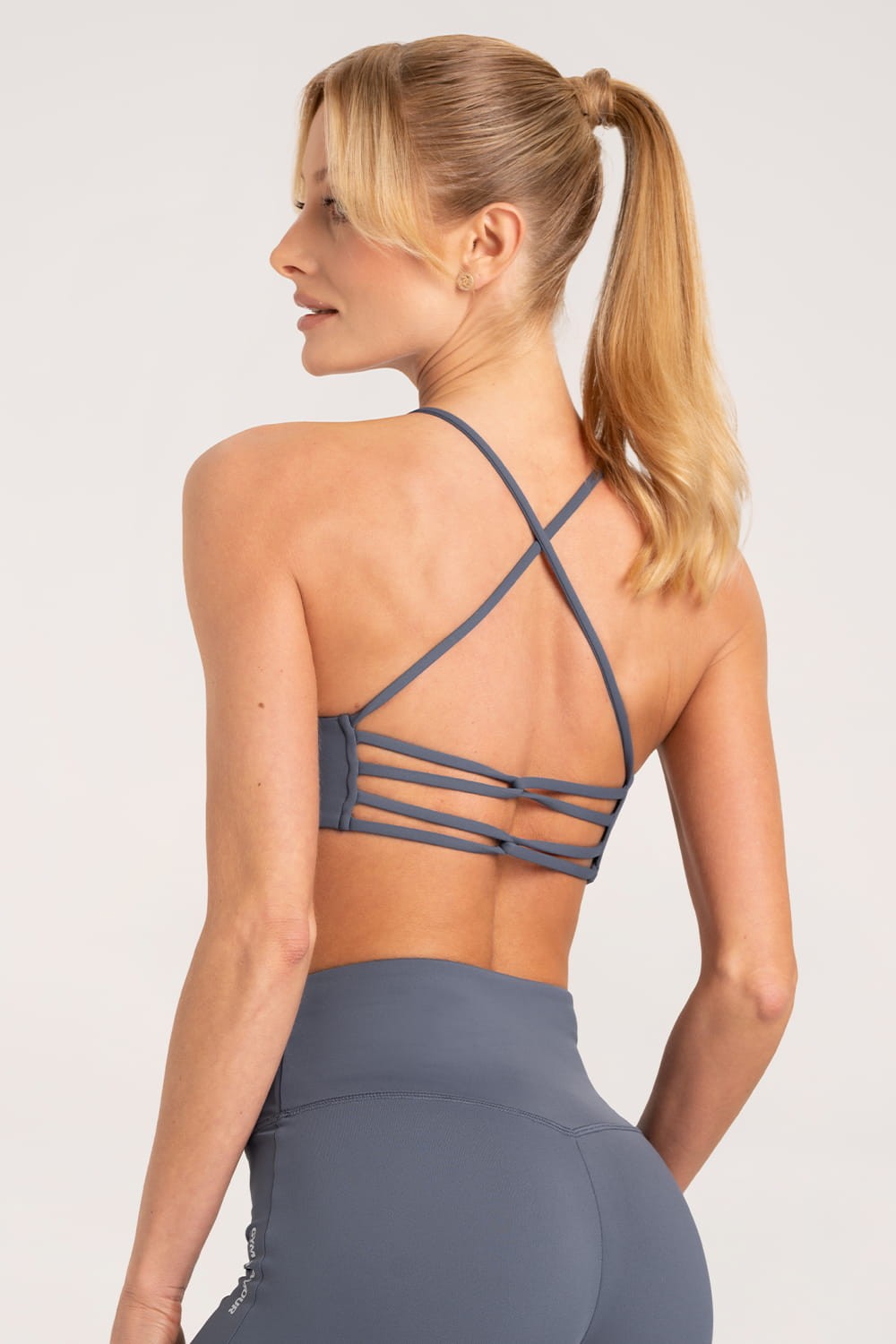 Biustonosz open back twist niebieski