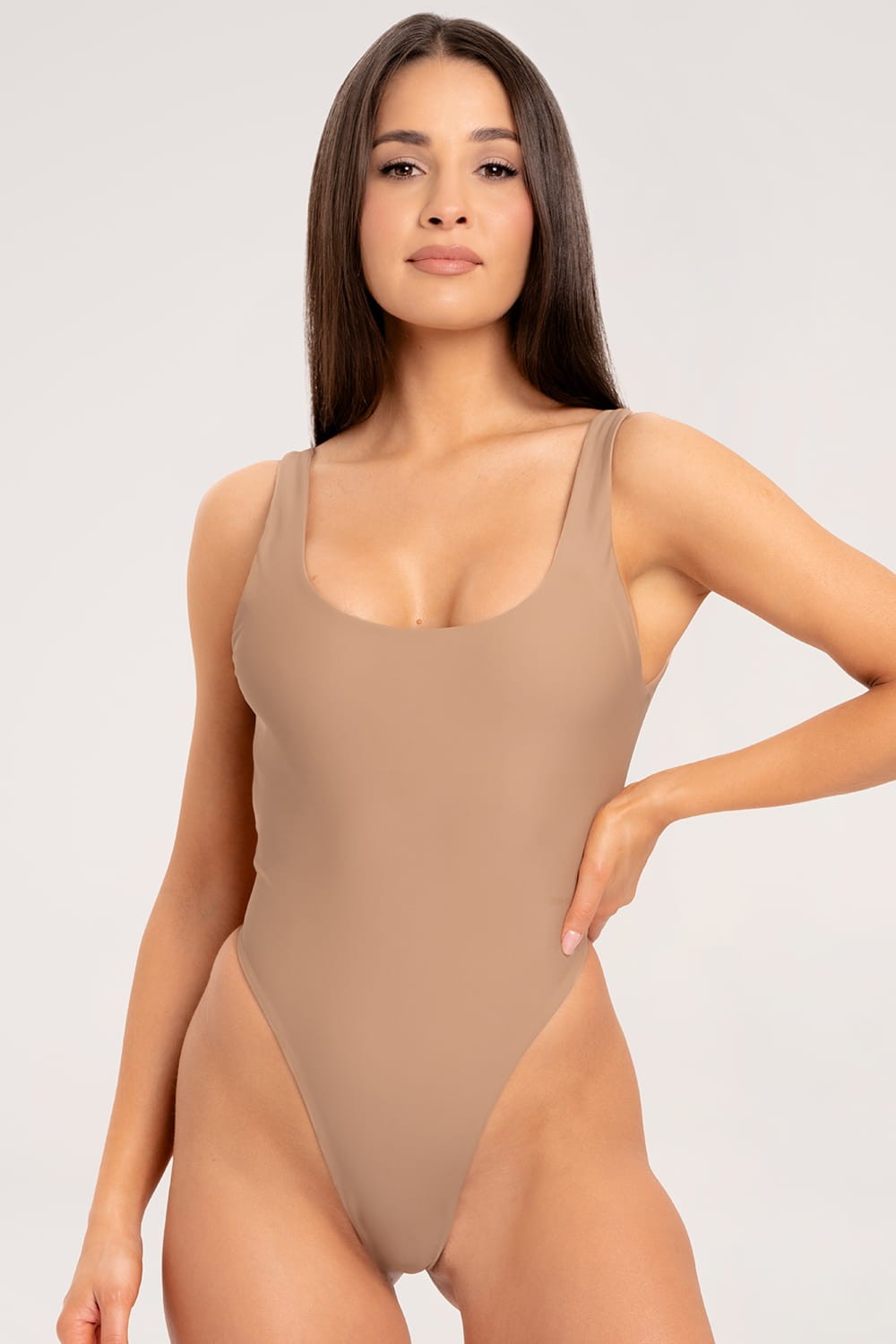 Kostium jednoczęściowy Malibu High Cut nude