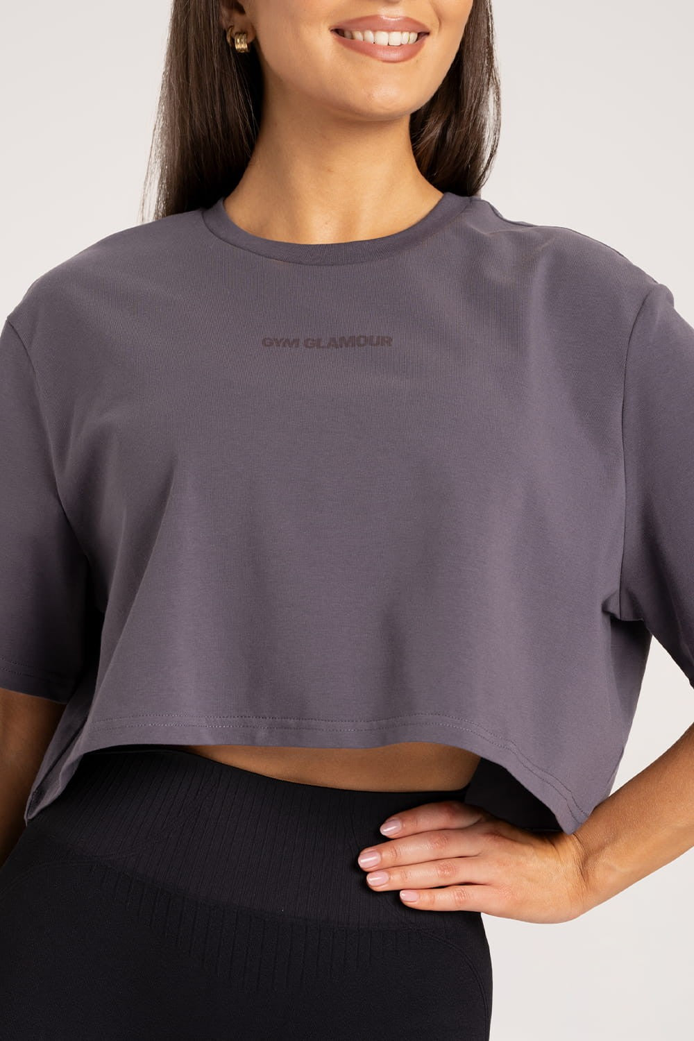 T-shirt boxy dark silver