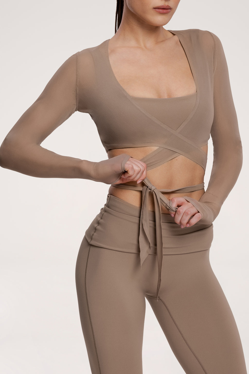 Megkötős Pilates Era boleró warm beige