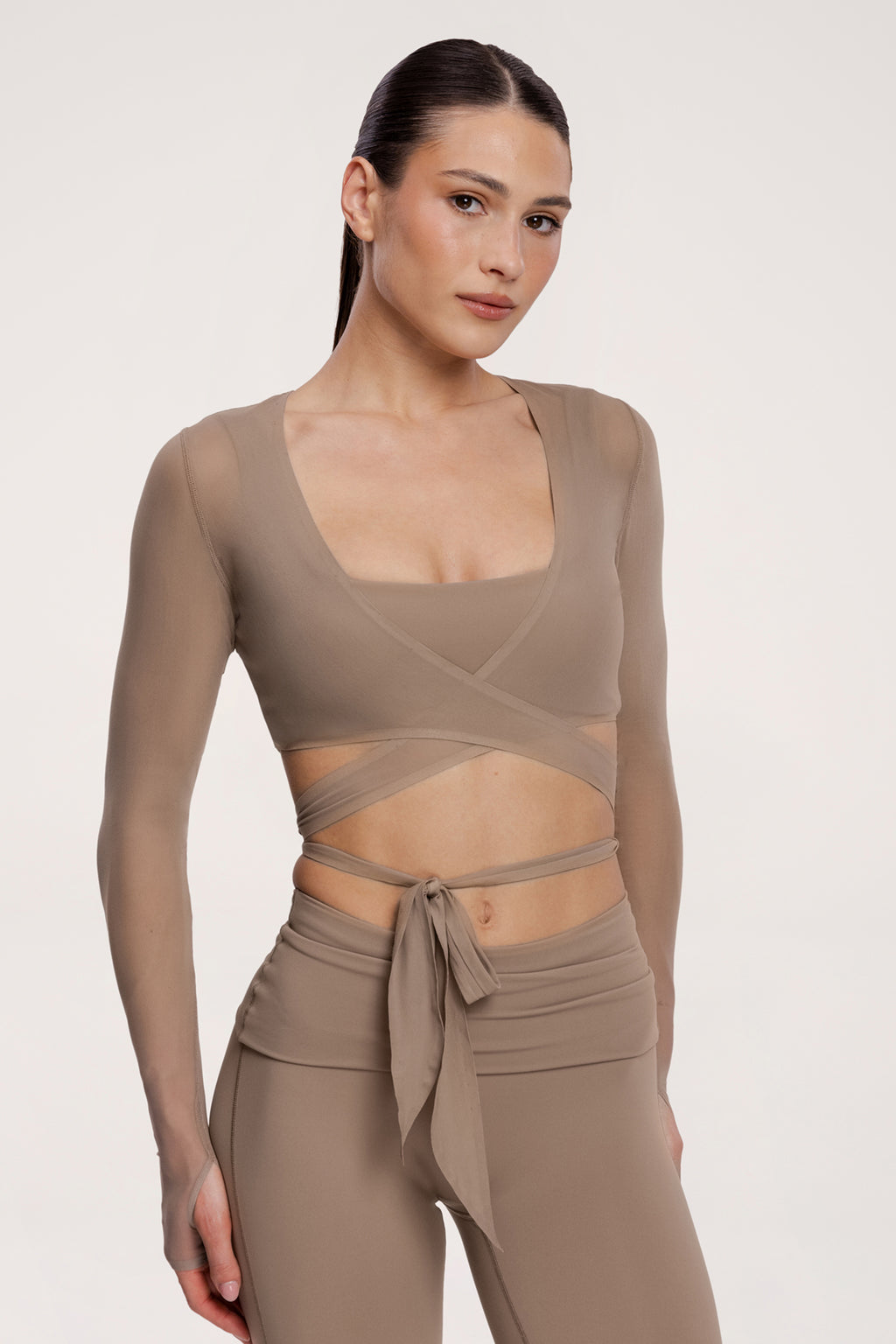 Megkötős Pilates Era boleró warm beige