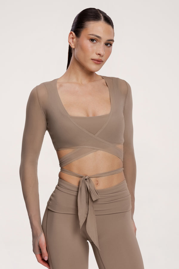 Megkötős Pilates Era boleró warm beige