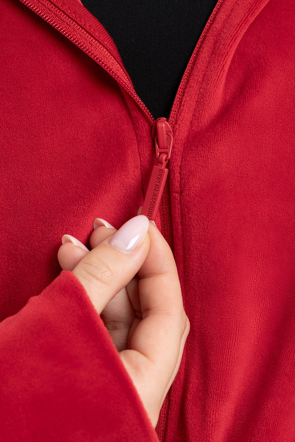 Bluza rozpinana velour red