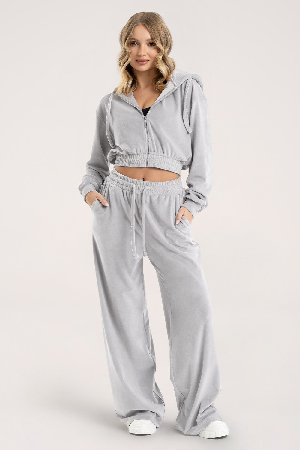 Spodnie dresowe velour light grey