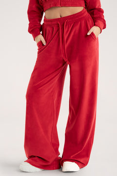 Velour melegítőnadrág red