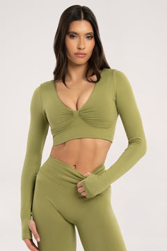 Nyitott hátú hosszú ujjú top matcha