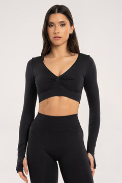 Nyitott hátú hosszú ujjú top black