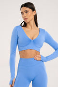 Longsleeve z odkrytymi plecami ice blue