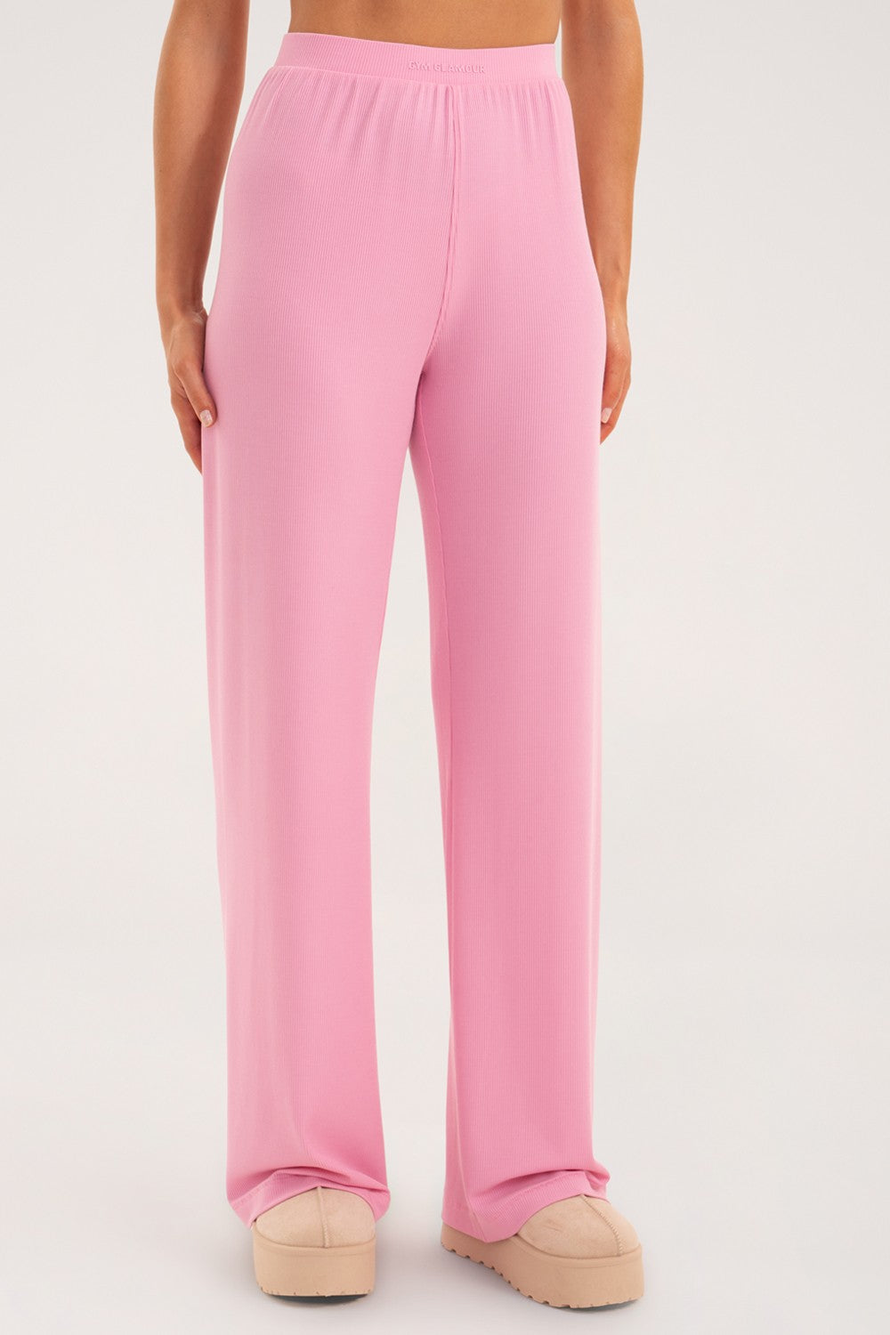 Szerokie spodnie casual light pink