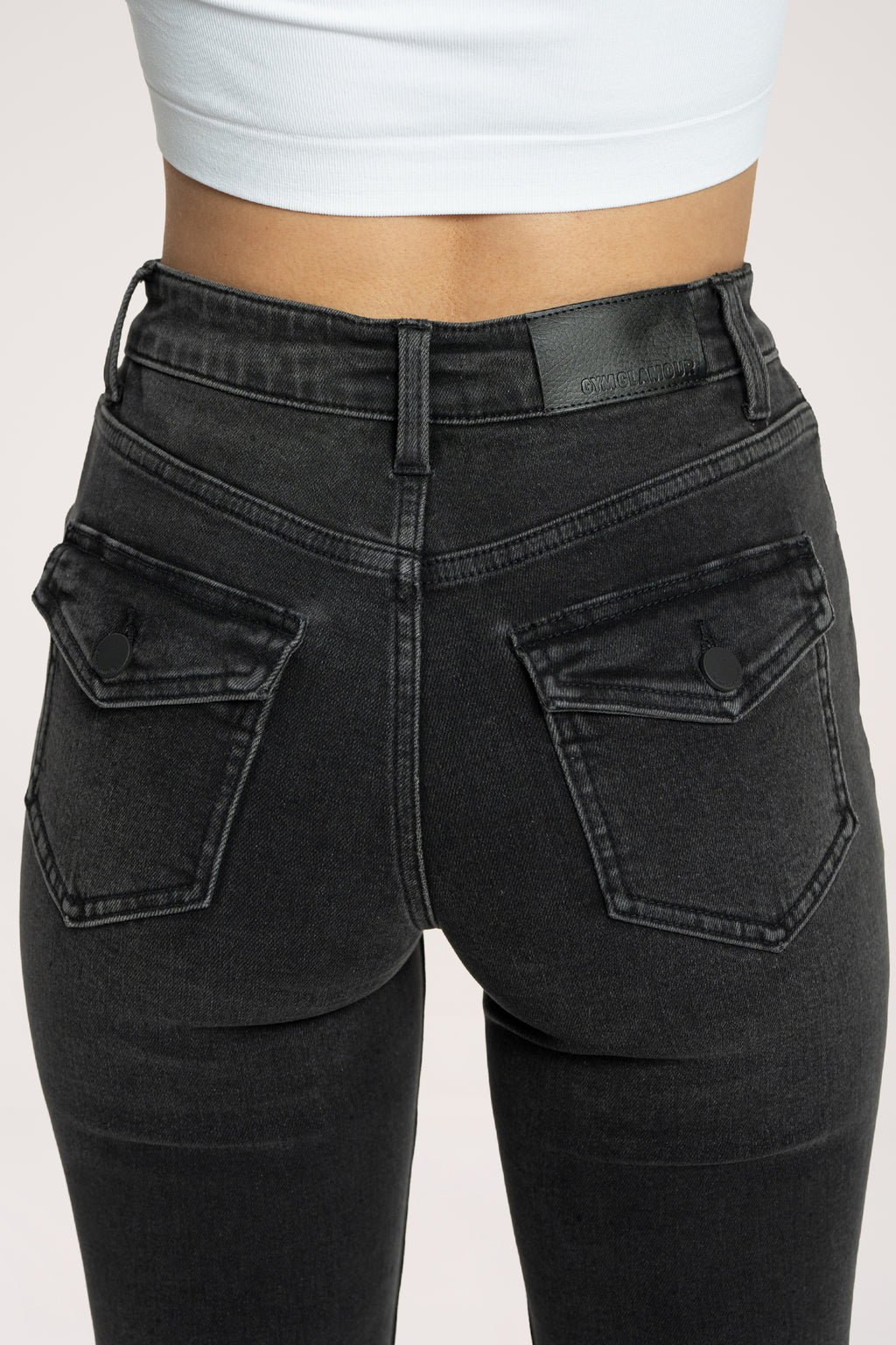 Jeansy dzwony push up black