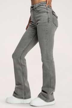 Push‑up hatású bő szárú farmer light grey