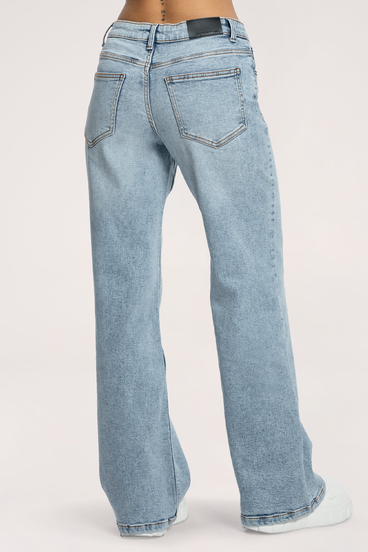 Jeansy long wide z niskim stanem light blue