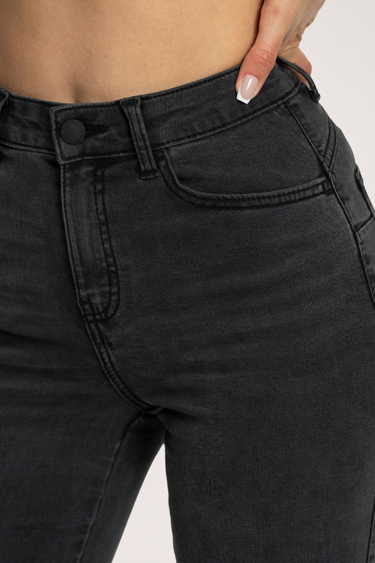 Jeansy long dzwony perfect slim black