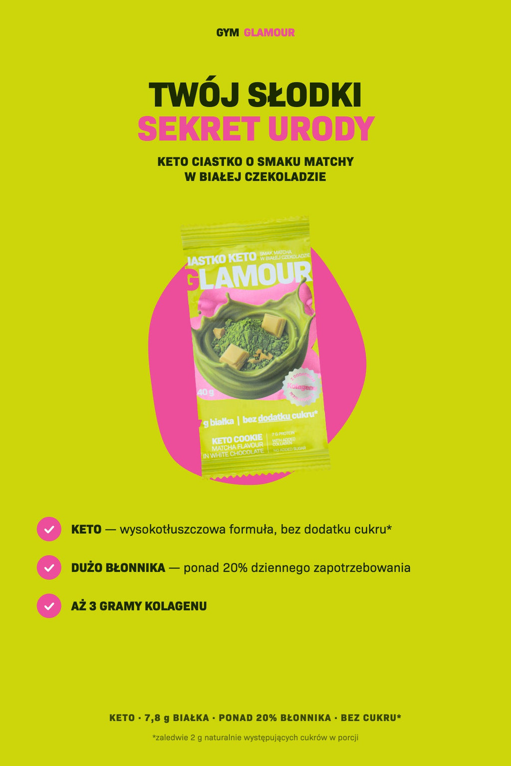 GLAMOUR keto süti – Matcha fehér csokoládéban