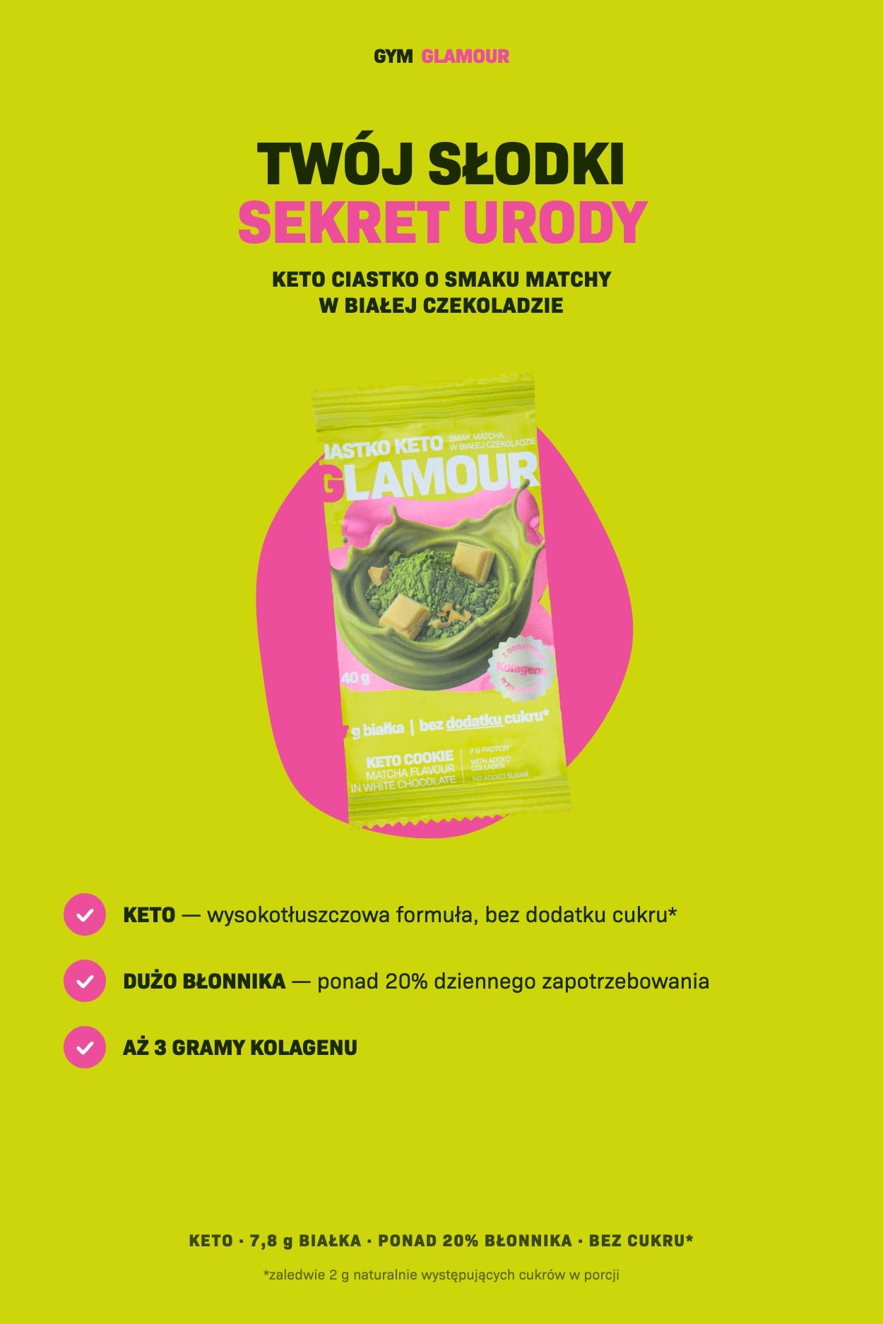 GLAMOUR keto süti – Matcha fehér csokoládéban