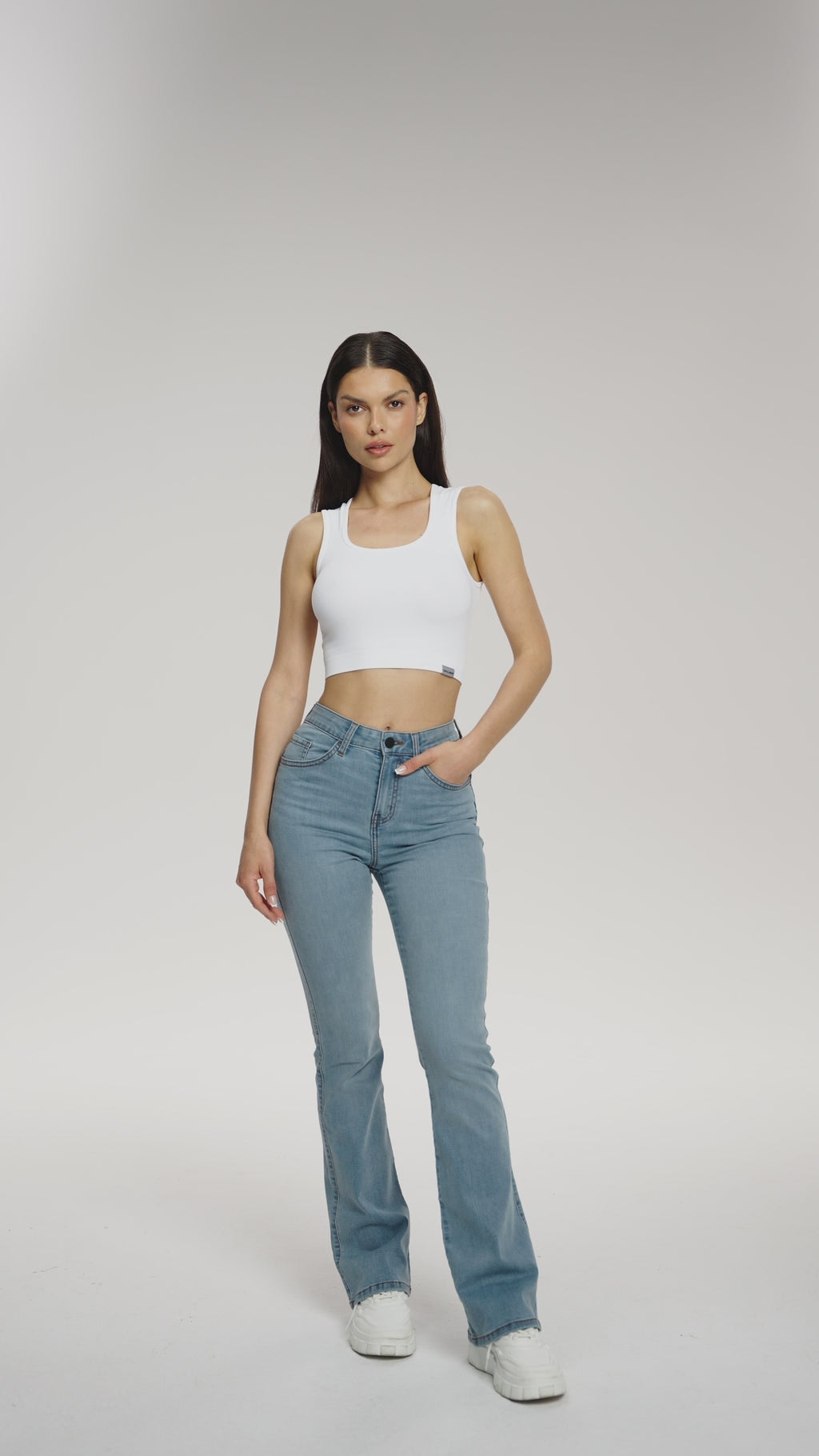 Perfect slim bő szárú long farmer light blue