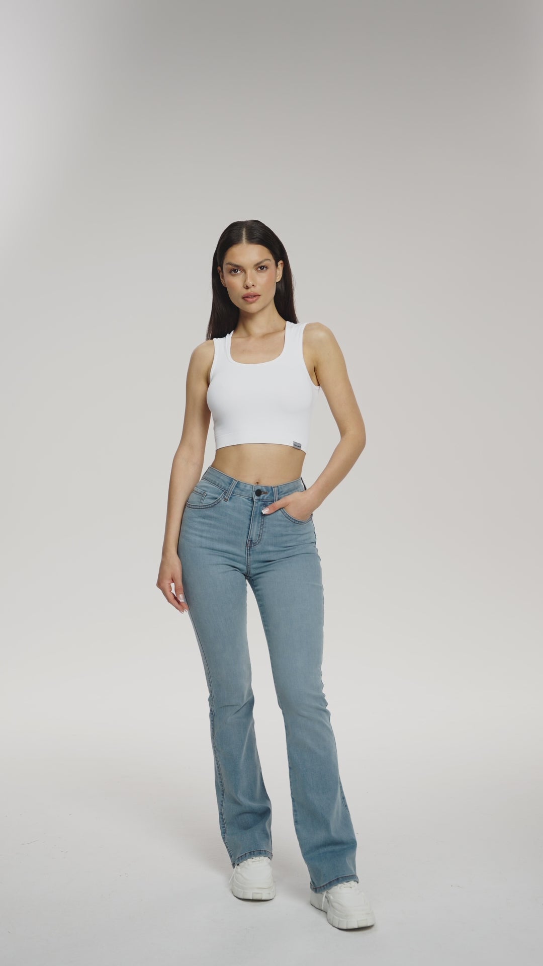 Perfect slim bő szárú long farmer light blue
