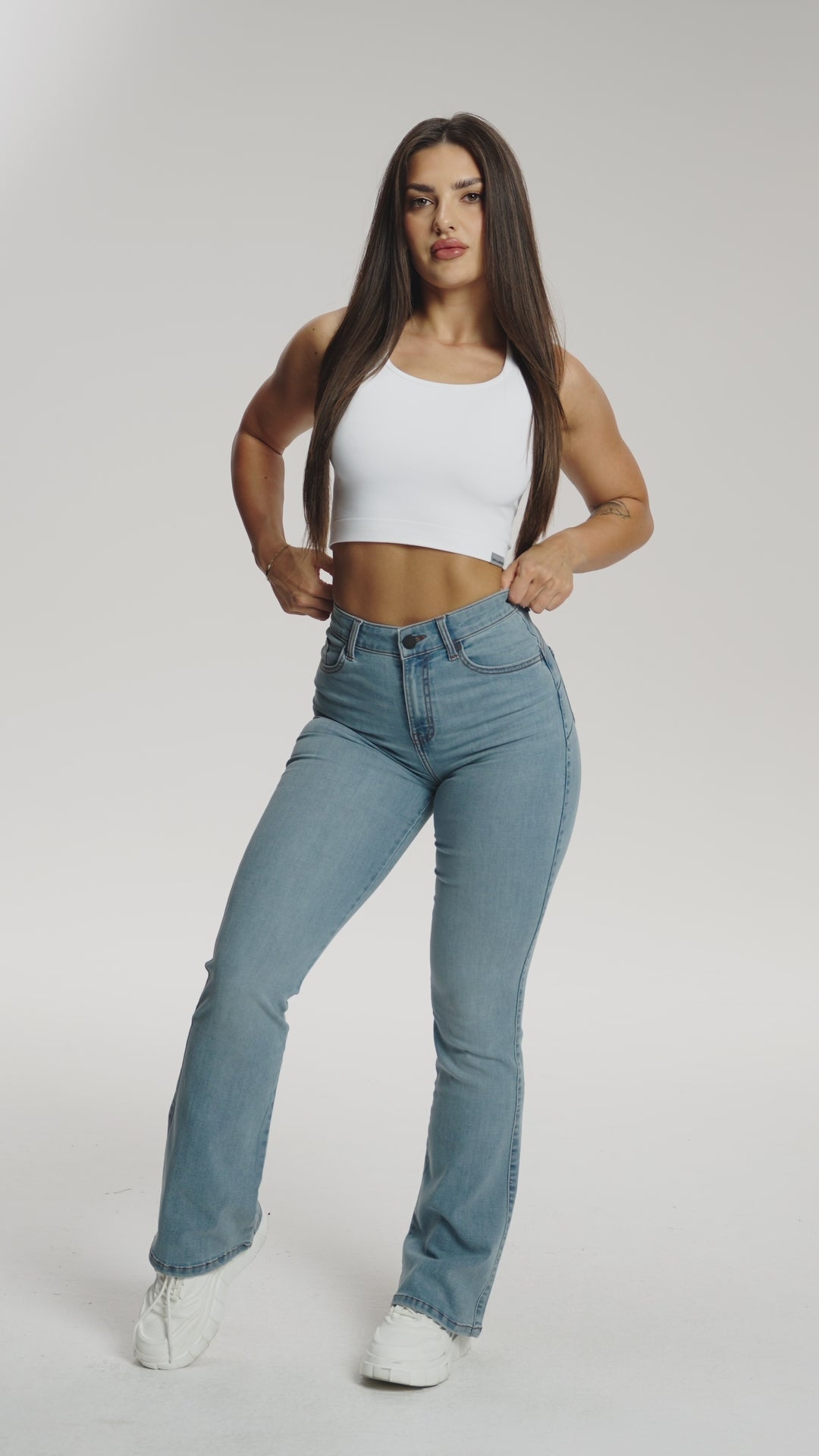 Perfect slim bő szárú farmer light blue