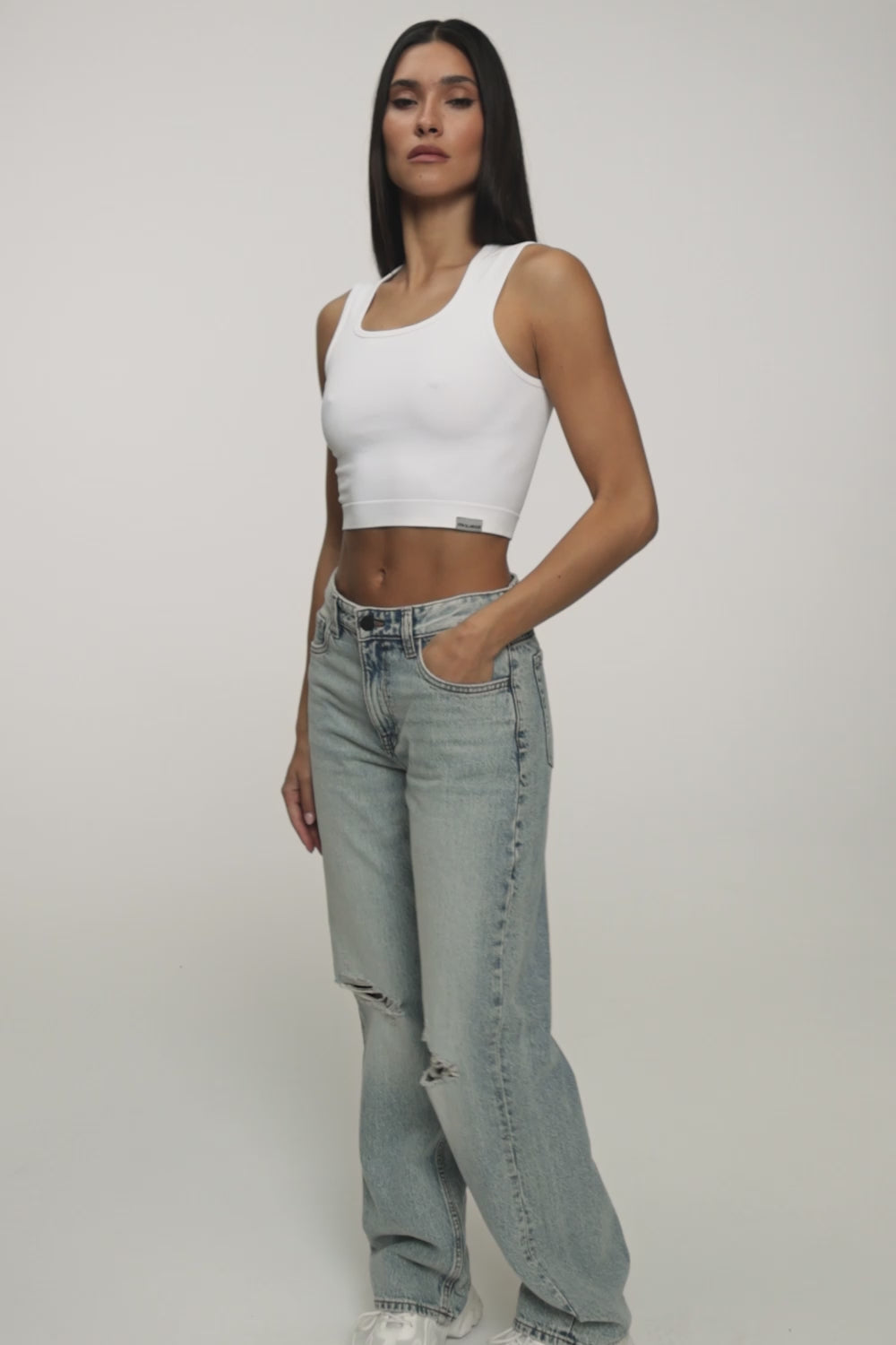Wide relaxed farmer light blue