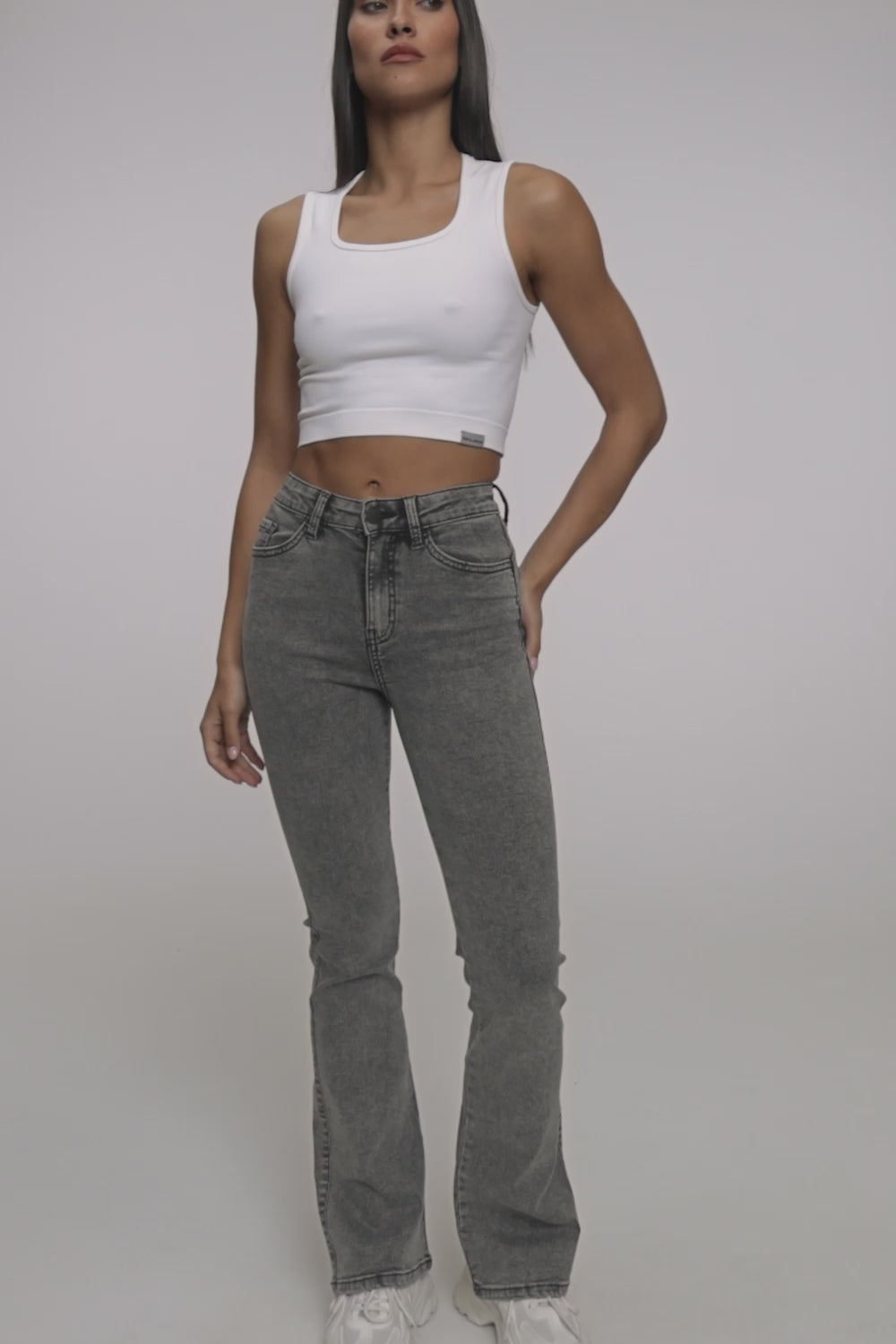 Perfect slim bő szárú farmer light grey