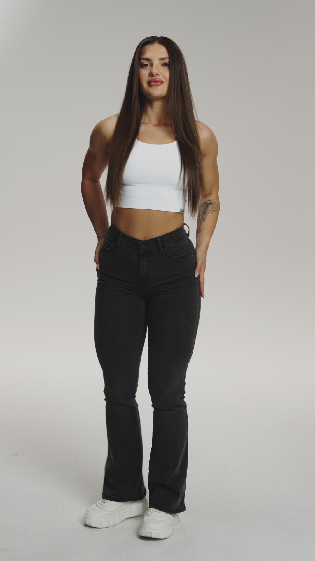 Perfect slim bő szárú farmer black